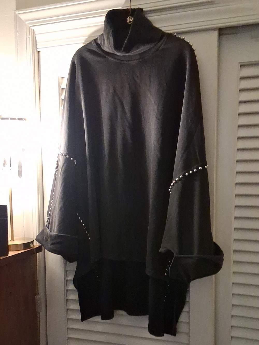 AKIRA Black Pearl-Trim Turtleneck Tunic